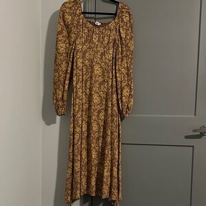 In Bloom Golden Brown Long Sleeve Dress
